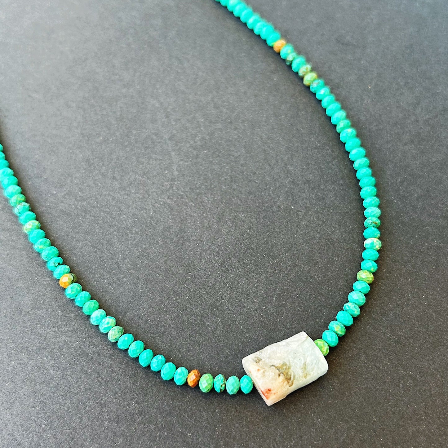 Ocean Ritual Necklace - Natural Raw aquamarine & Fayrouz gemstones