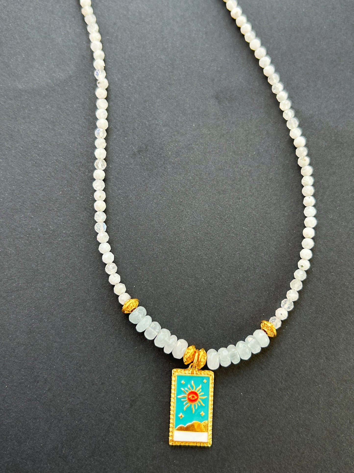 Dreamwave Charm Necklace - Moonstone & Baby Blue Jade