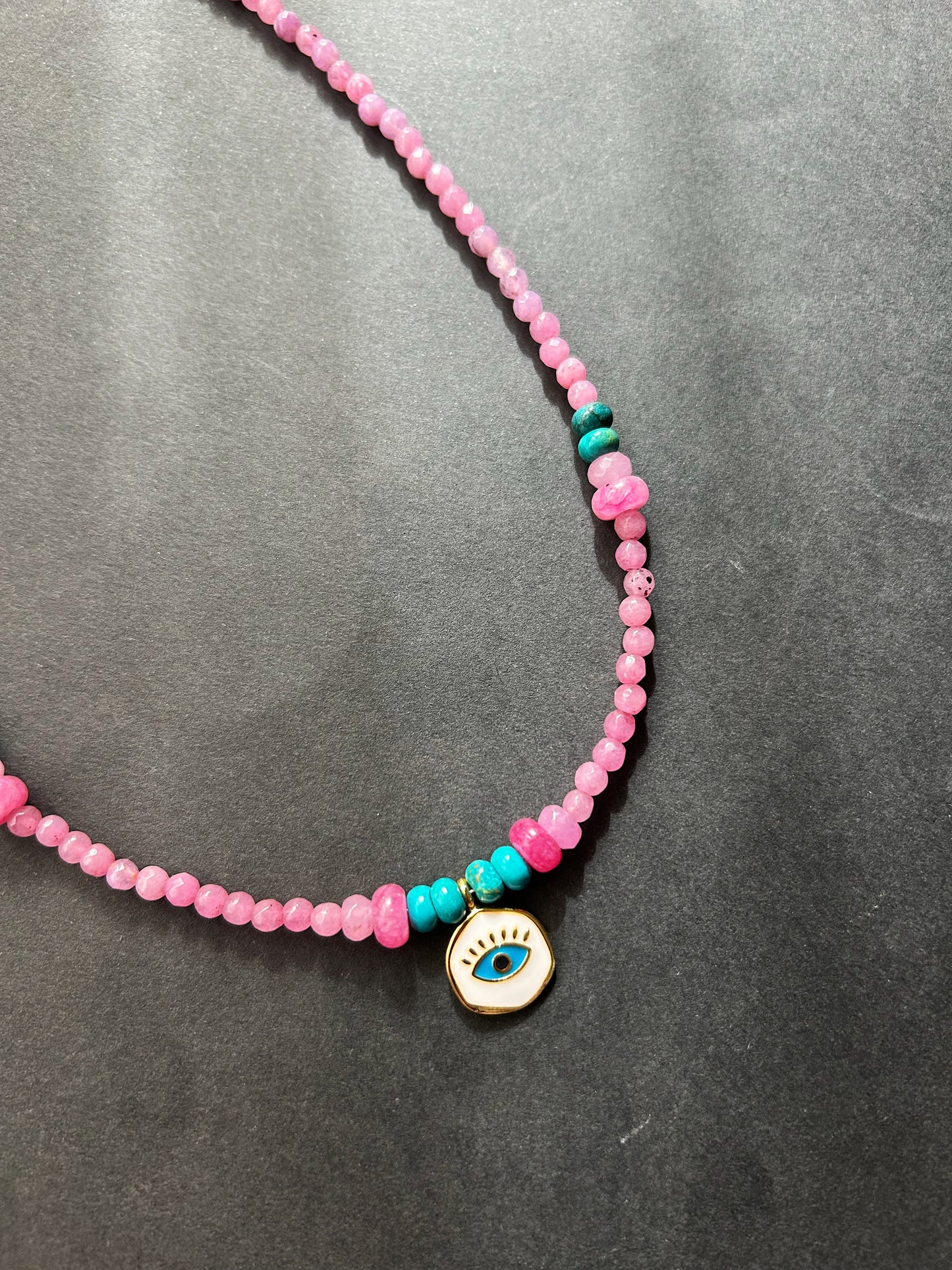 Candy Shield Necklace - Jade & Jasper gemstones