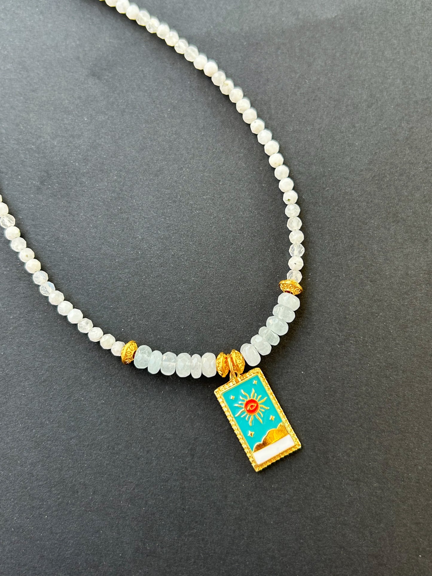 Dreamwave Charm Necklace - Moonstone & Baby Blue Jade