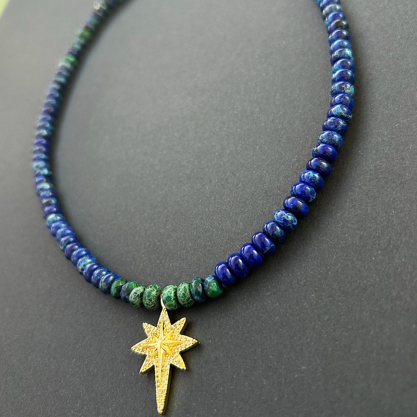 Stellar Nova necklace - Blue & Green Jasper