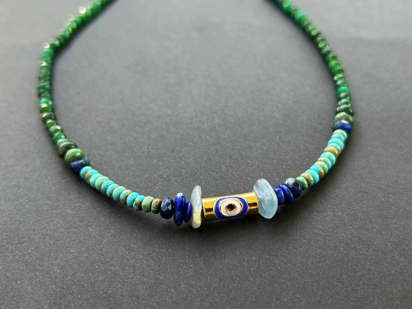 Evil Eye Odyssey Choker - Turquoise, Jasper, Lapis Lazuli, Kyanite, Jade & Malachite
