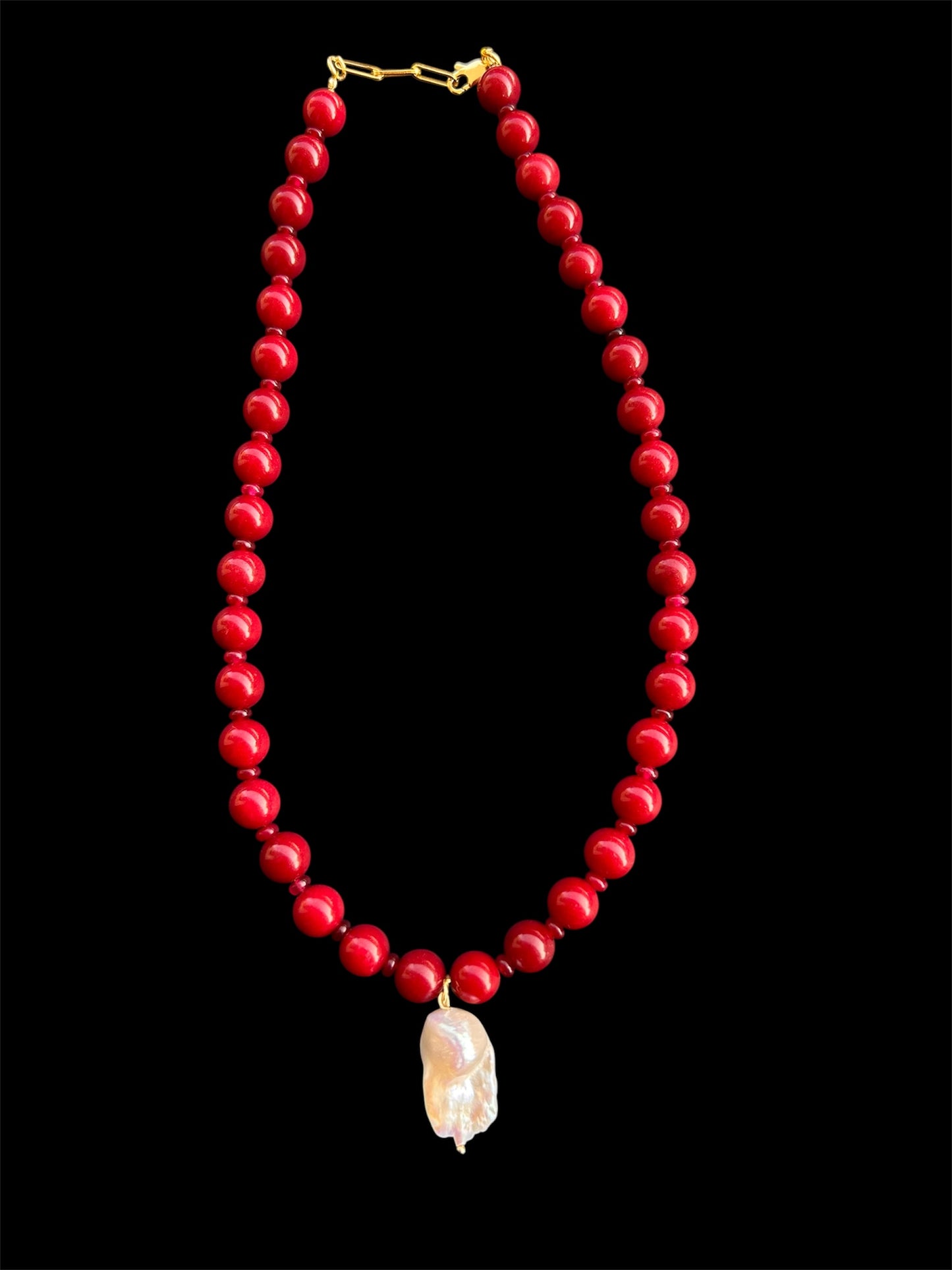Red Jade & Baroque Freshwater Pearl // Energy: Passion