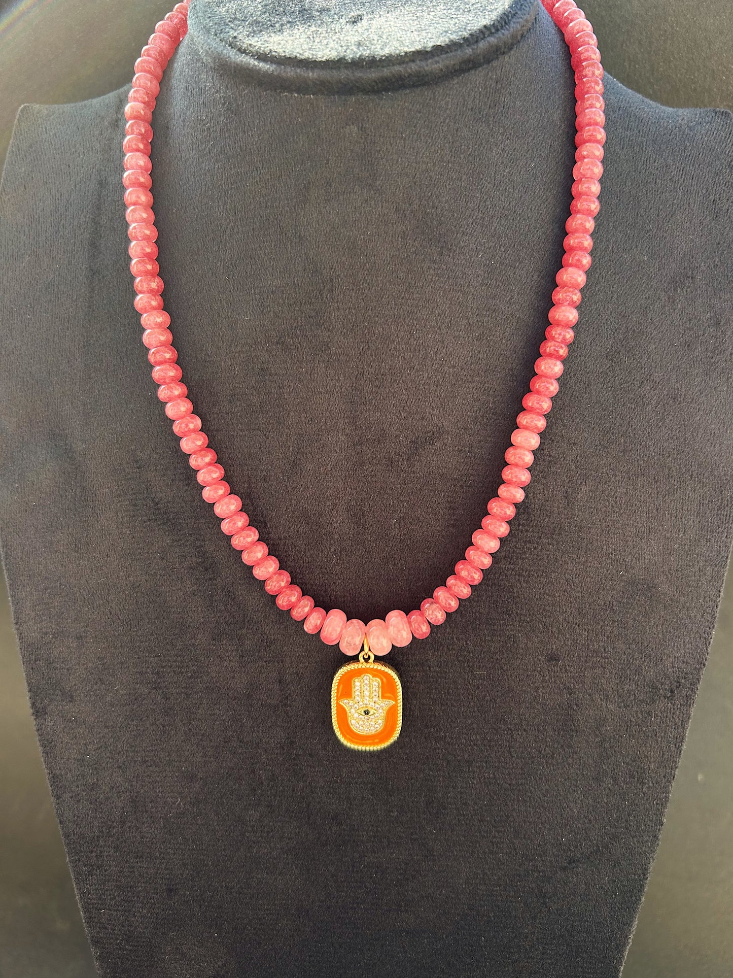 Pink Aura Guard In Pink Jade gemstone