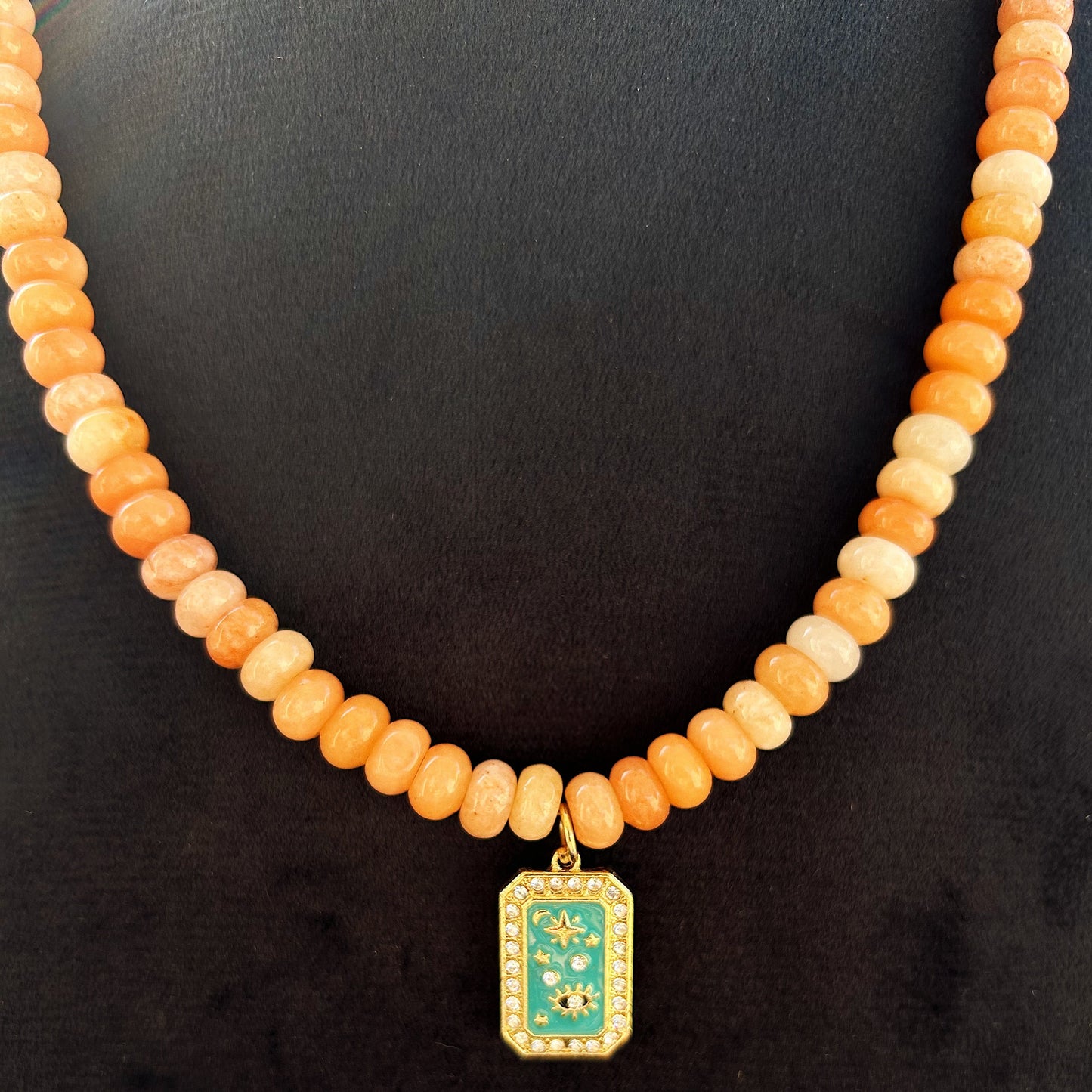 Solar Veil Necklace In Honey Jade Gemstone