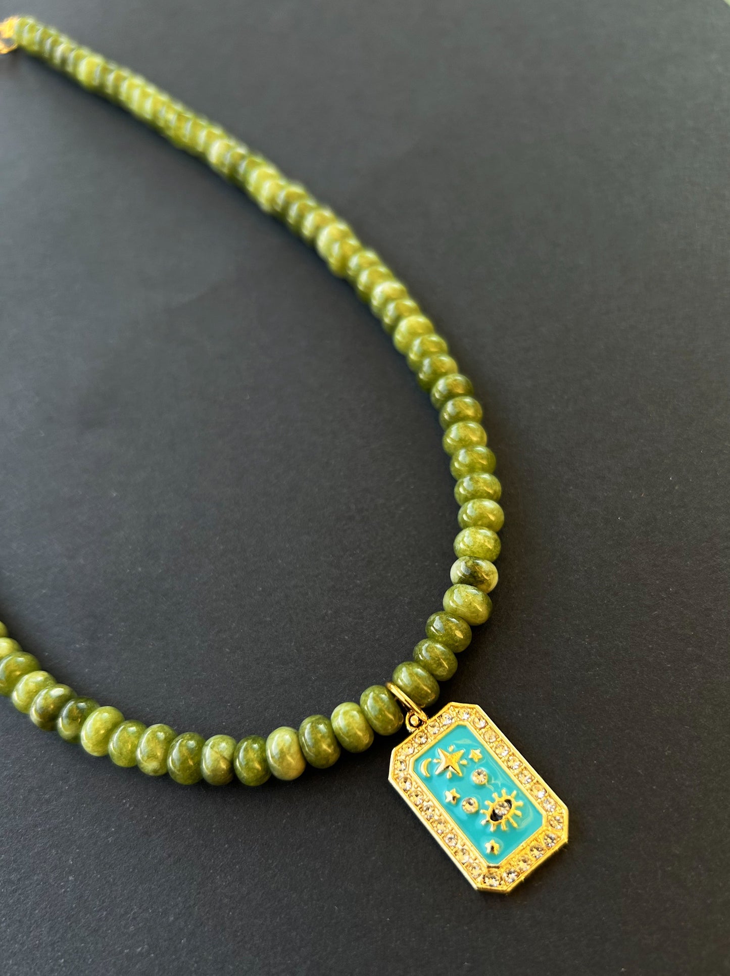 Verdant Charm Necklace - Green Jade