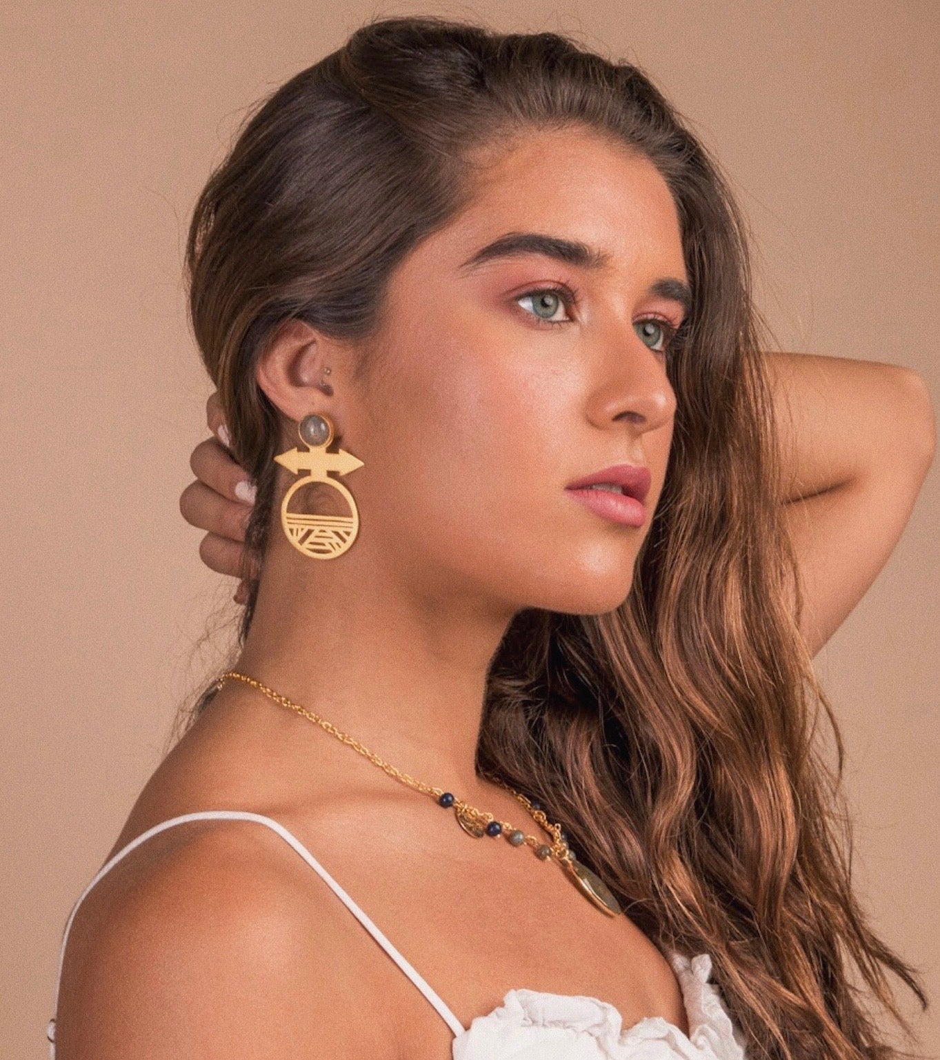 Iris Earrings in Natural Labradorite
