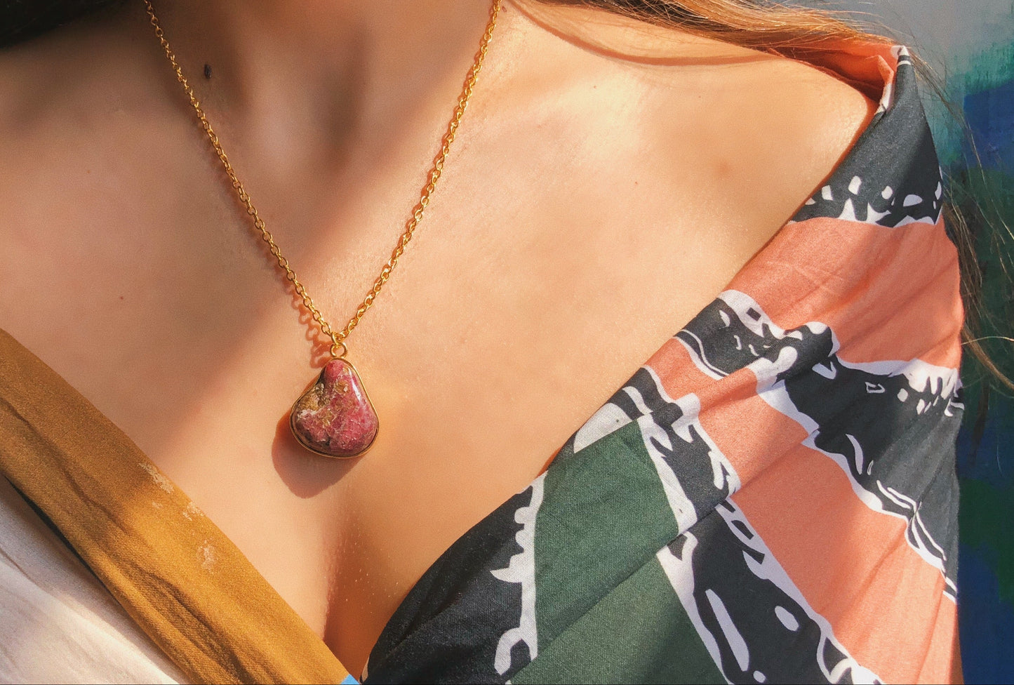 Hotline Bling Necklace - Raw Rhodonite