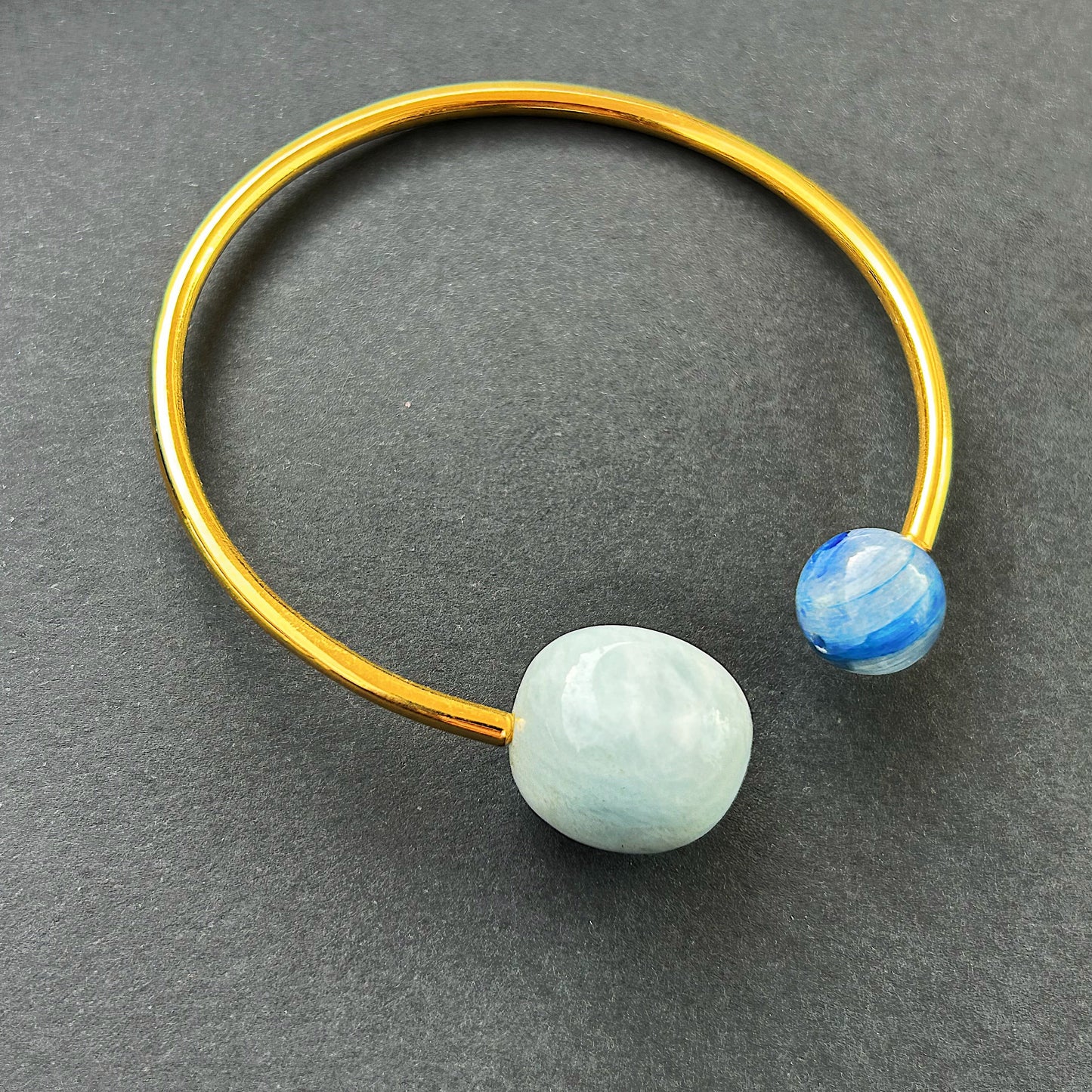 Ocean Mind Bangle - Aquamarine & Kyanite