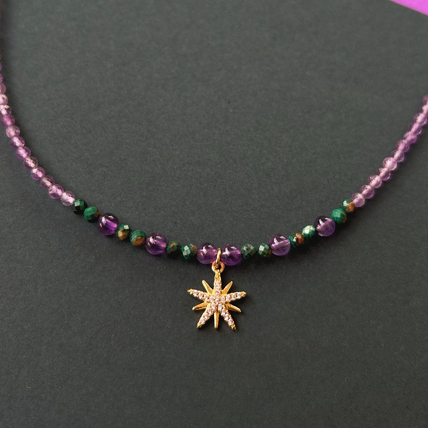 Cosmic Crush Necklace - Amethyst, Malachite, agate & Jade