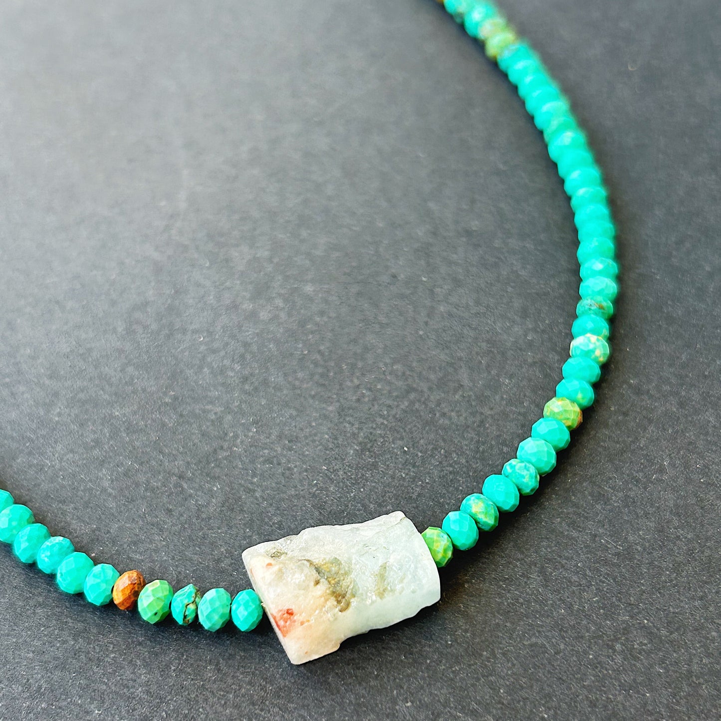 Ocean Ritual Necklace - Natural Raw aquamarine & Fayrouz gemstones