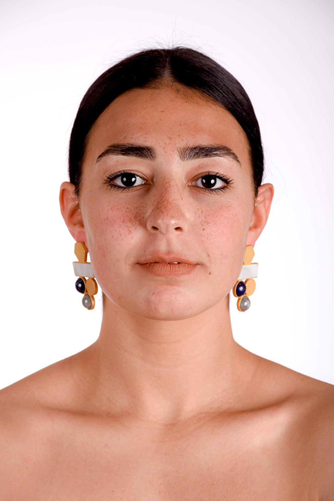 Nova Earrings in Lapis Lazuli, Mother of Pearl & Labradorite