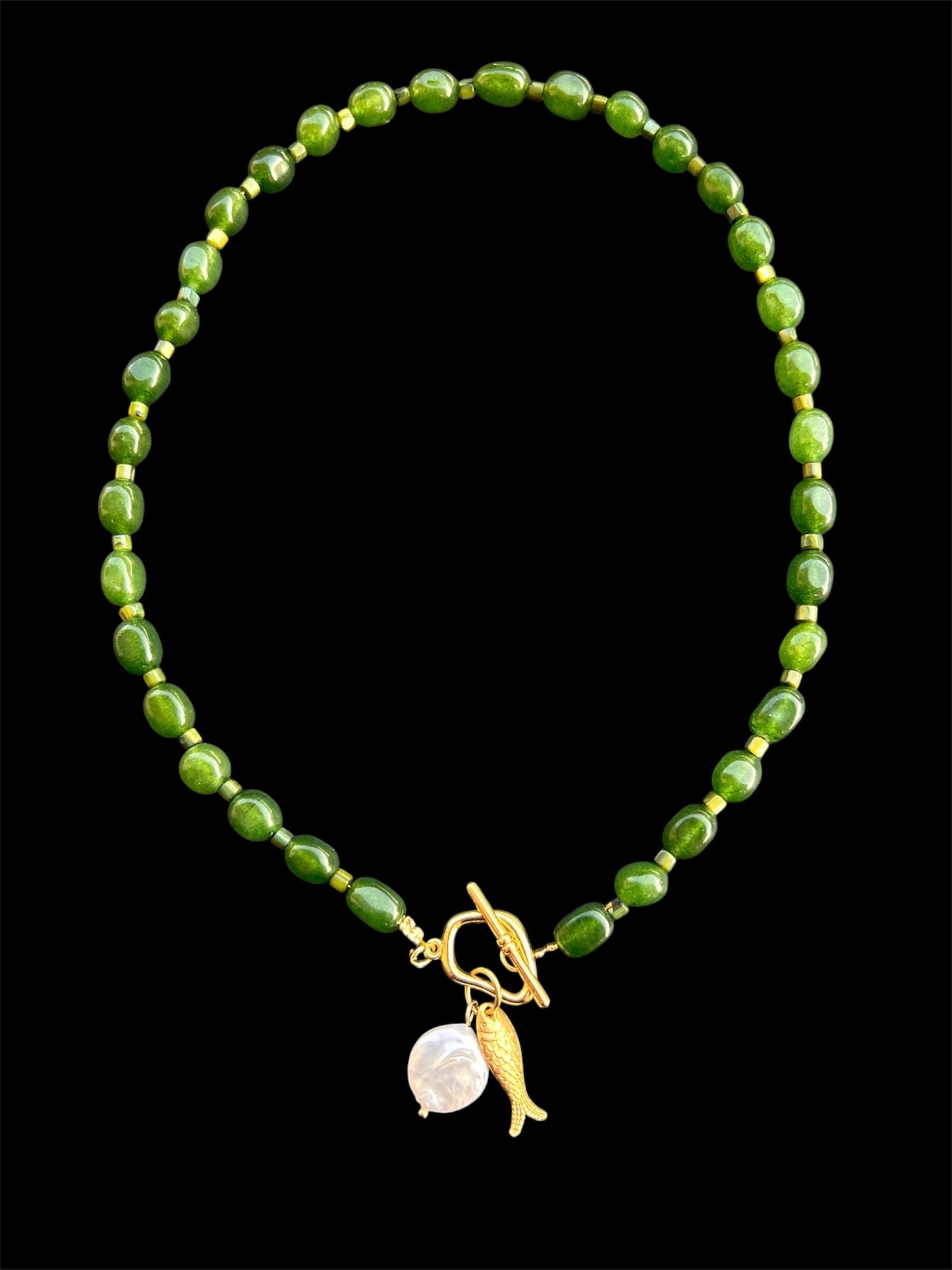 Natural Green Jade & Freshwater Pearl // Energy: Growth