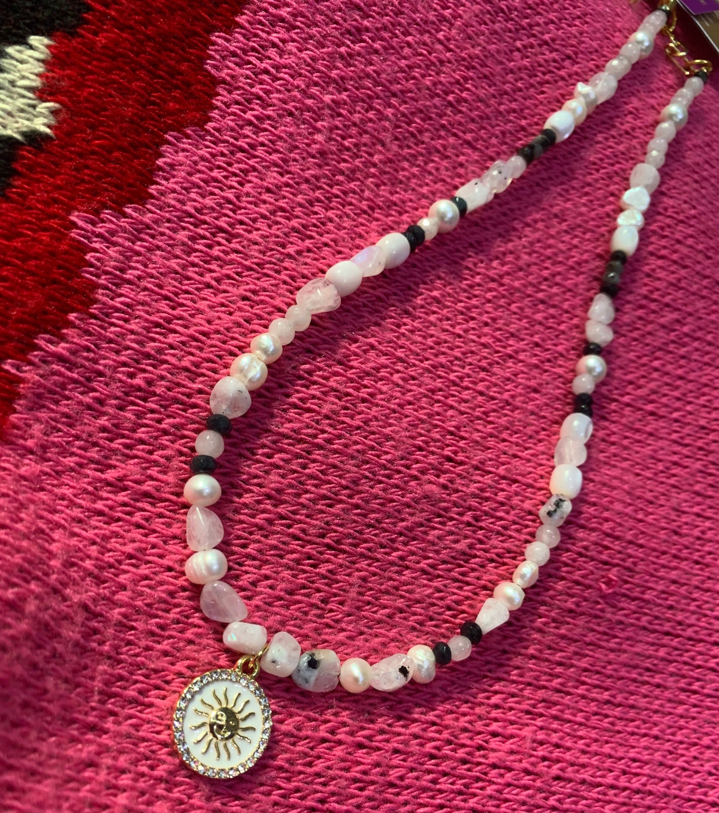 Luna Glow Necklace in Moonstone, Pearls & Jade
