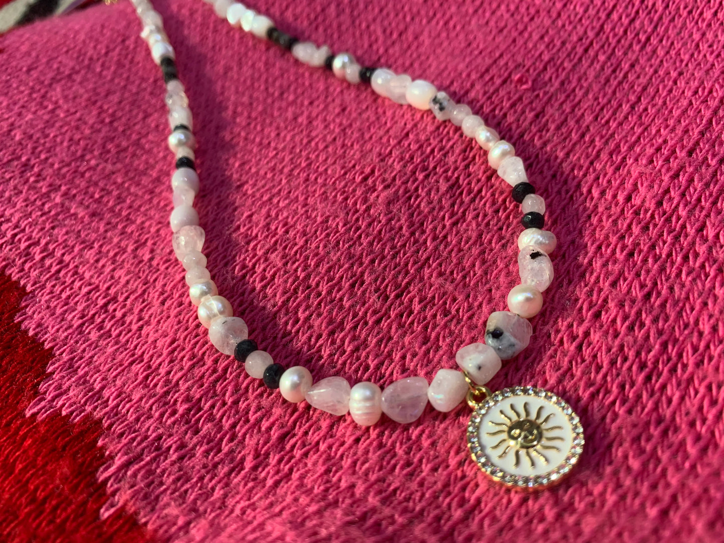 Luna Glow Necklace in Moonstone, Pearls & Jade