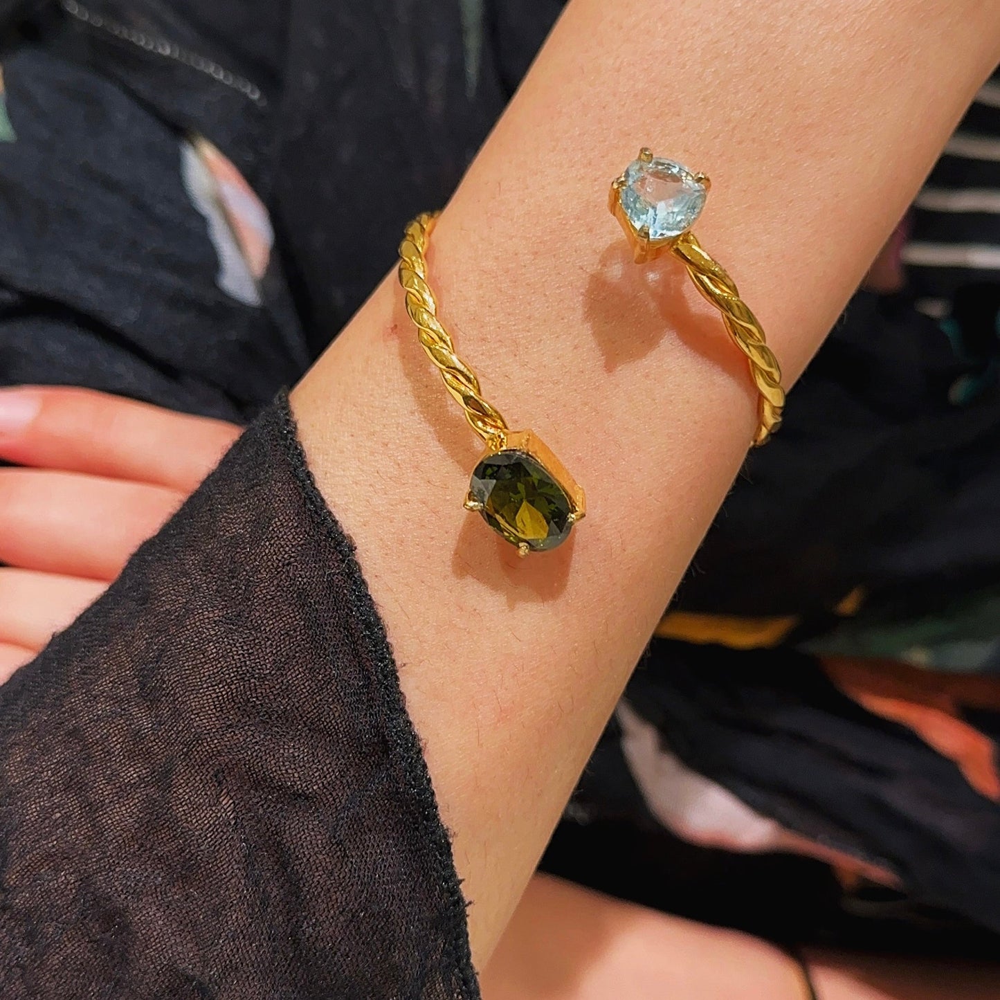 Cloud Bloom Cuff - Blue Topaz & Peridot