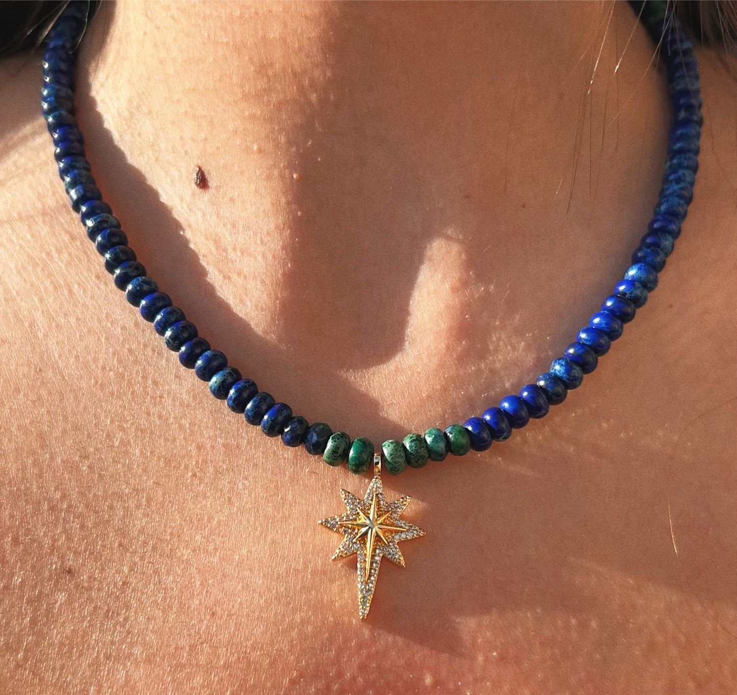 Stellar Nova necklace - Blue & Green Jasper