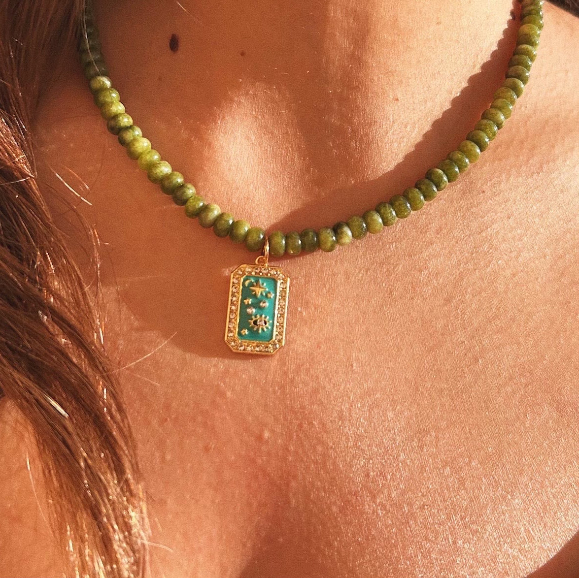 Verdant Charm Necklace - Green Jade