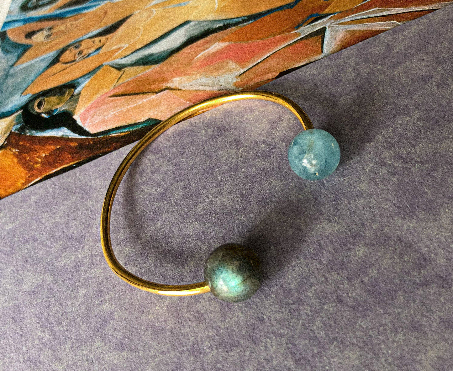 Ocean Dream Bangle - Labradorite & Aquamarine