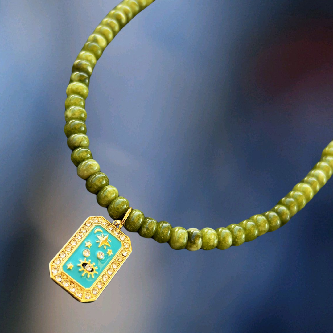 Verdant Charm Necklace - Green Jade