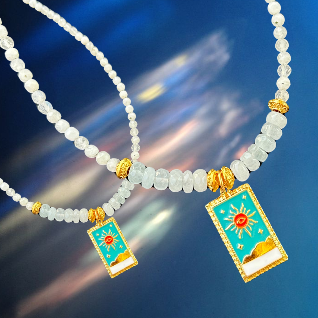 Dreamwave Charm Necklace - Moonstone & Baby Blue Jade