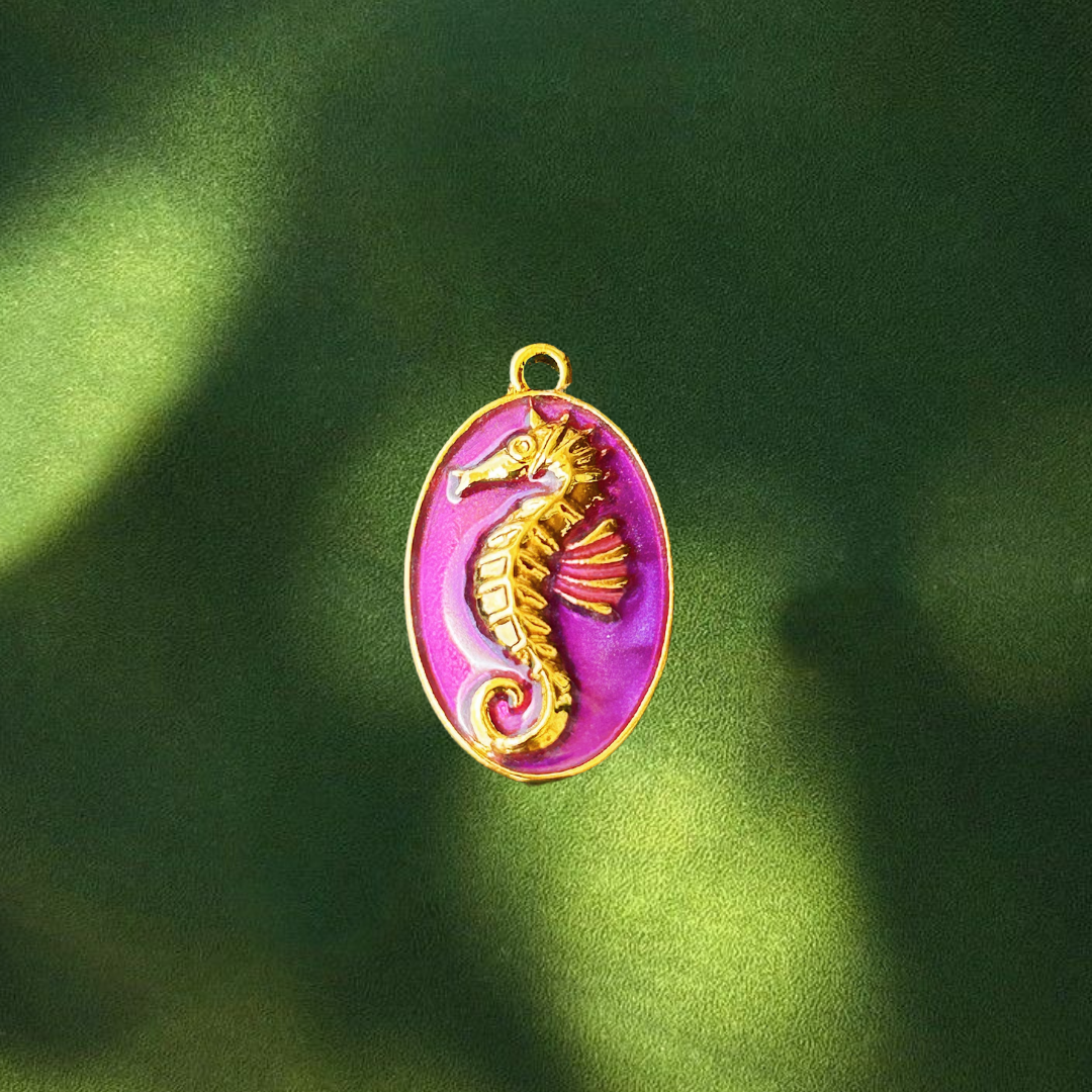 Purple seahorse charm