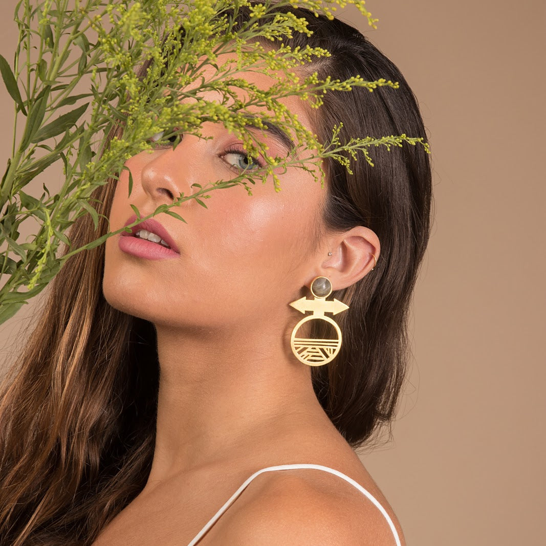 Iris Earrings in Natural Labradorite
