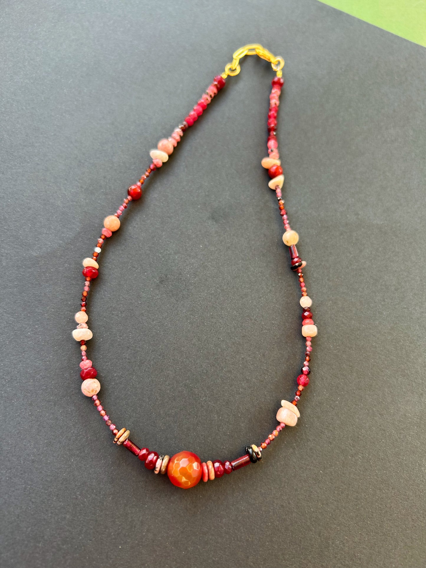 Fire Bloom Necklace - Agate, Sunstone, Rhodonite, Jade, Tourmaline & Garnet