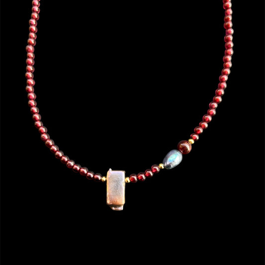 High-Grade Natural Garnet & Freshwater Pearl// Energy: Resilience
