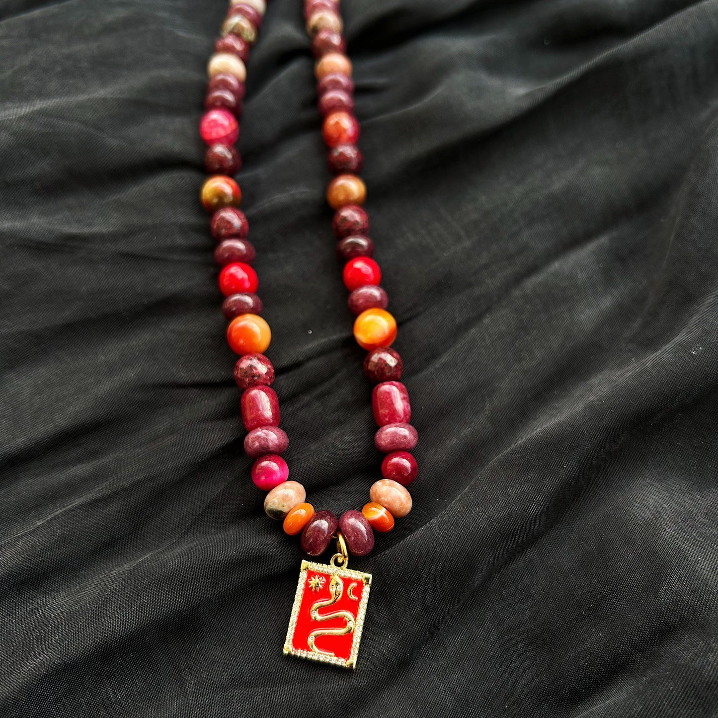 Serpent Muse Necklace In natural Jade & Agate gemstones