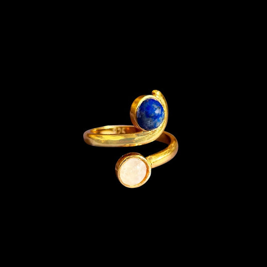 The Azar Ring in natural Lapis Lazuli & Moonstone gemstones