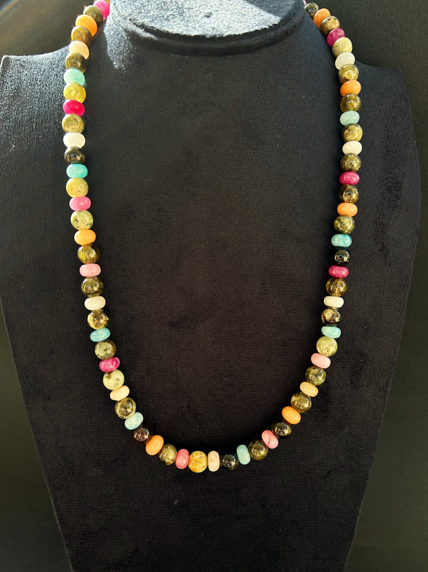 Aura Bloom Necklace In natural Peridot & Jade Gemstones