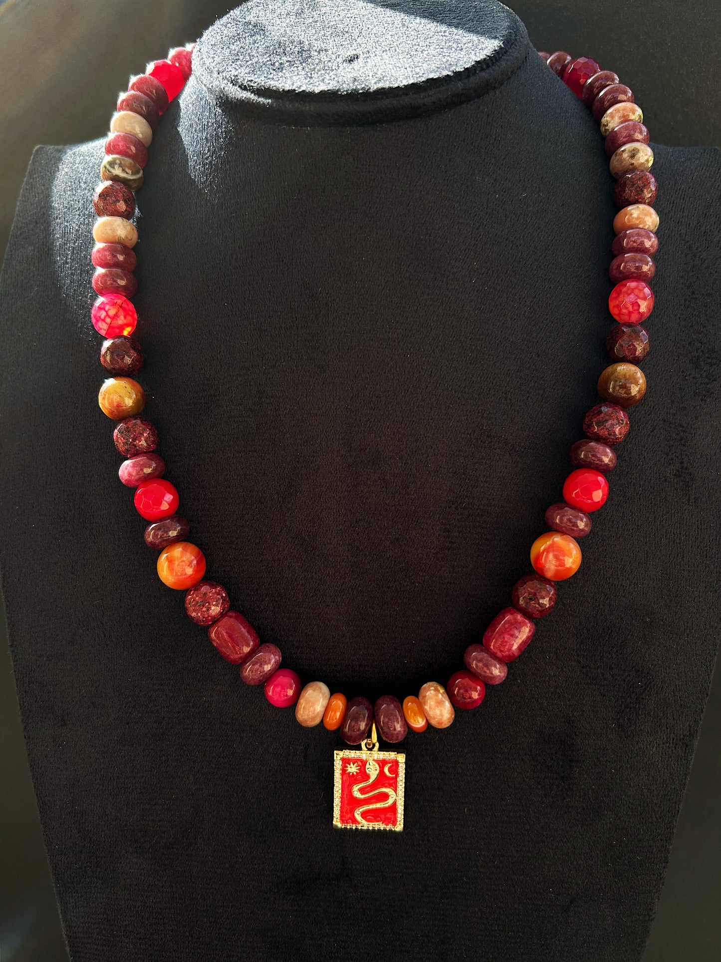 Serpent Muse Necklace In natural Jade & Agate gemstones