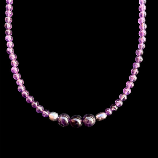 High-Grade Natural Amethyst & Freshwater Pearl // Energy: Clarity