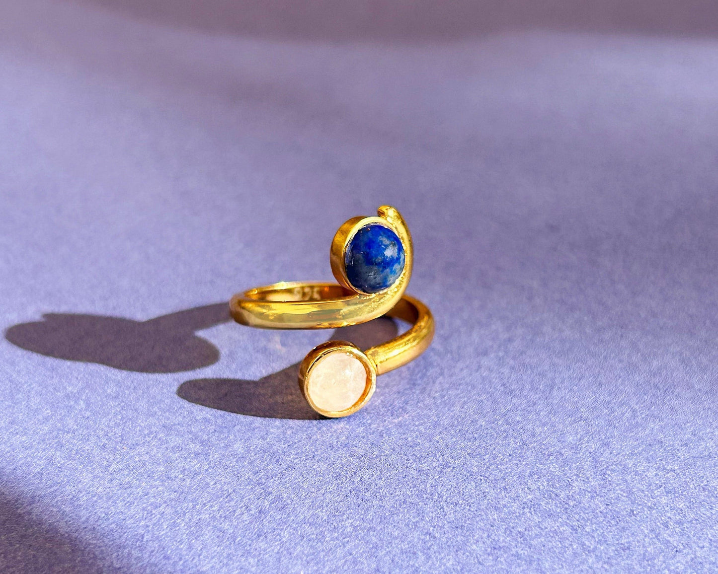 The Azar Ring in natural Lapis Lazuli & Moonstone gemstones