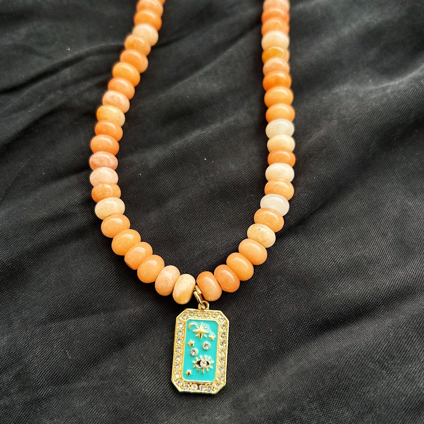 Solar Veil Necklace In Honey Jade Gemstone