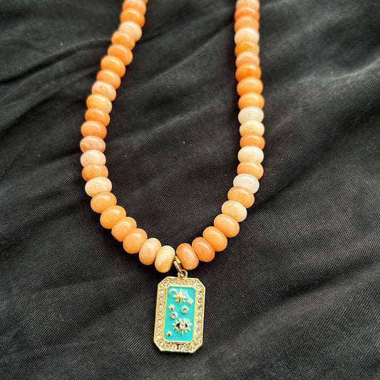 Solar Veil Necklace In Honey Jade Gemstone