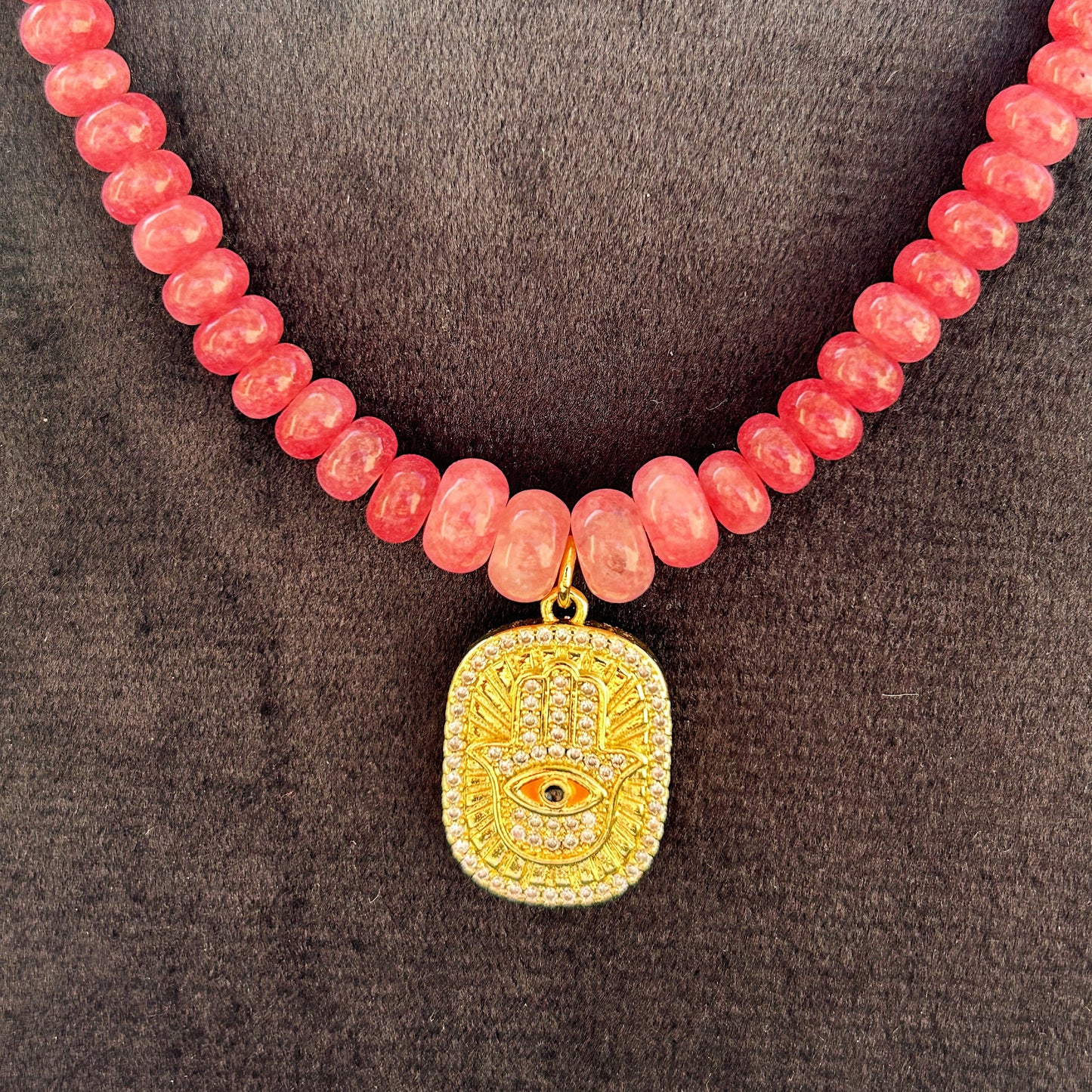 Pink Aura Guard In Pink Jade gemstone