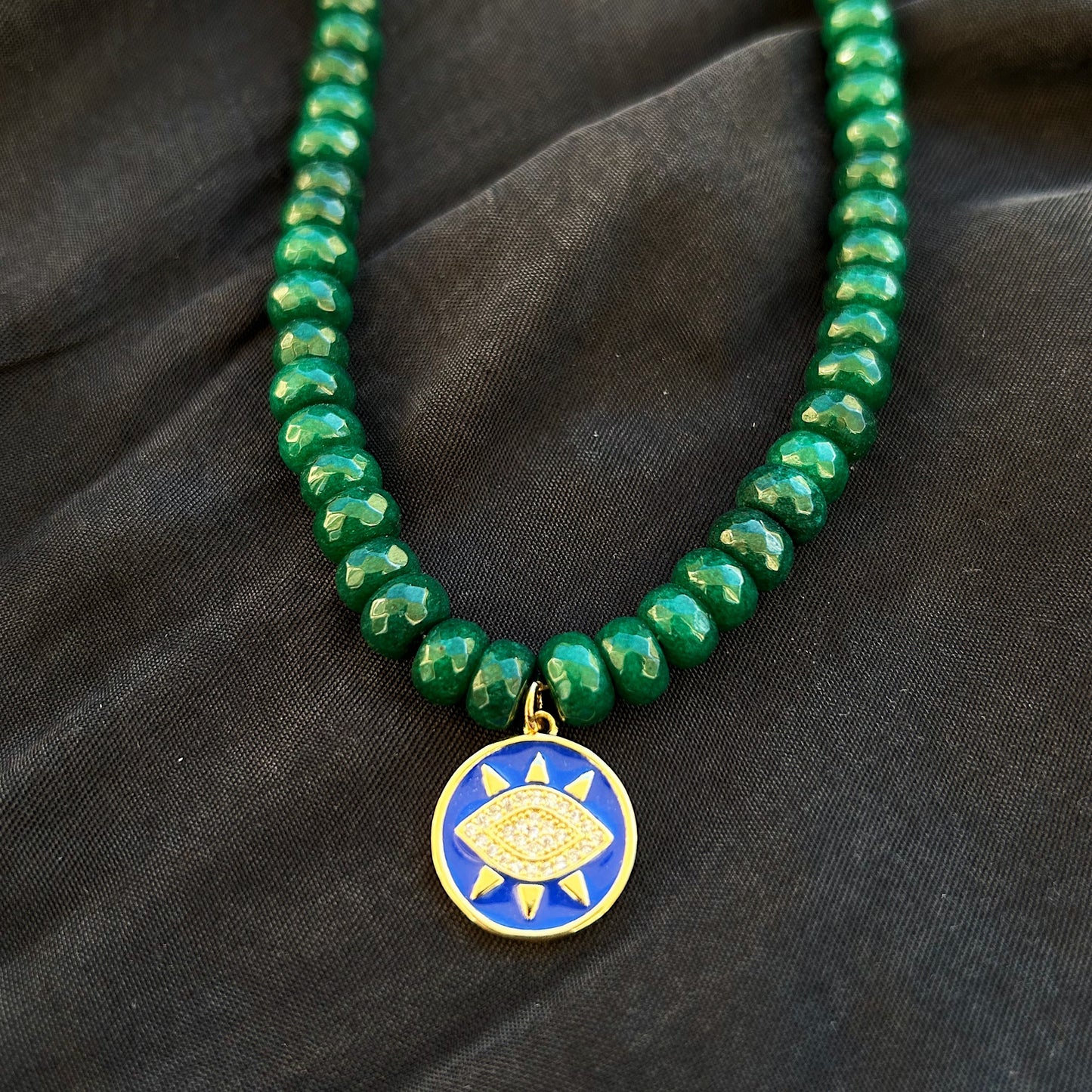 Emerald Gaze Necklace In Green Jade