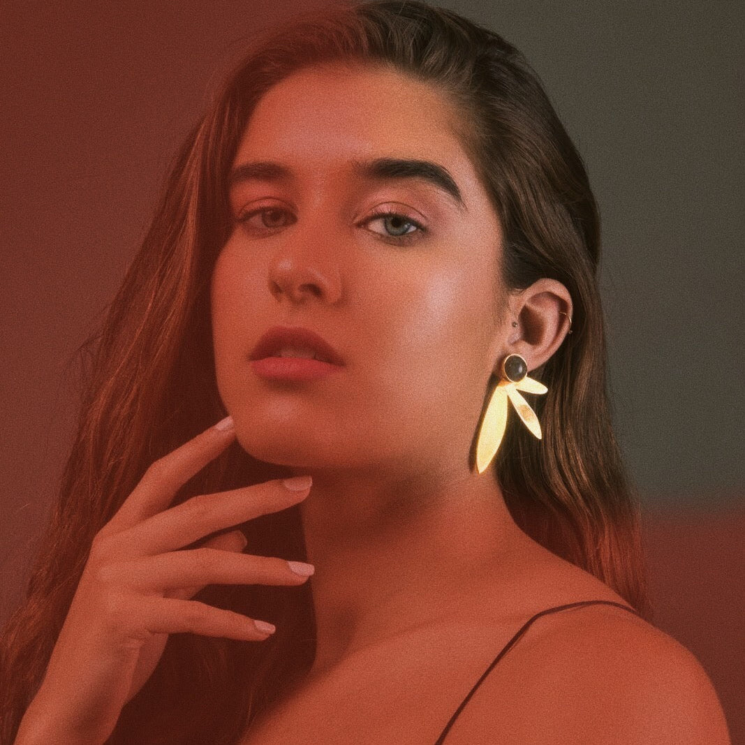 The Lily Earrings — Natural Labradorite