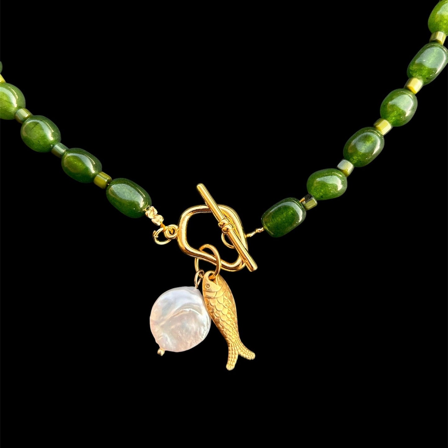 Natural Green Jade & Freshwater Pearl // Energy: Growth