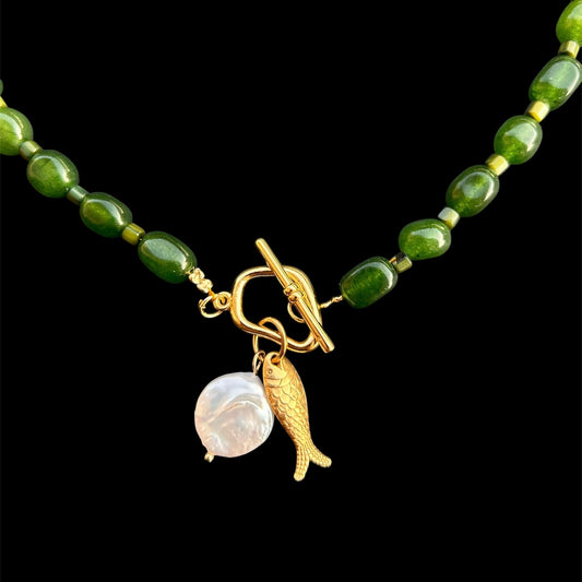 Natural Green Jade & Freshwater Pearl // Energy: Growth