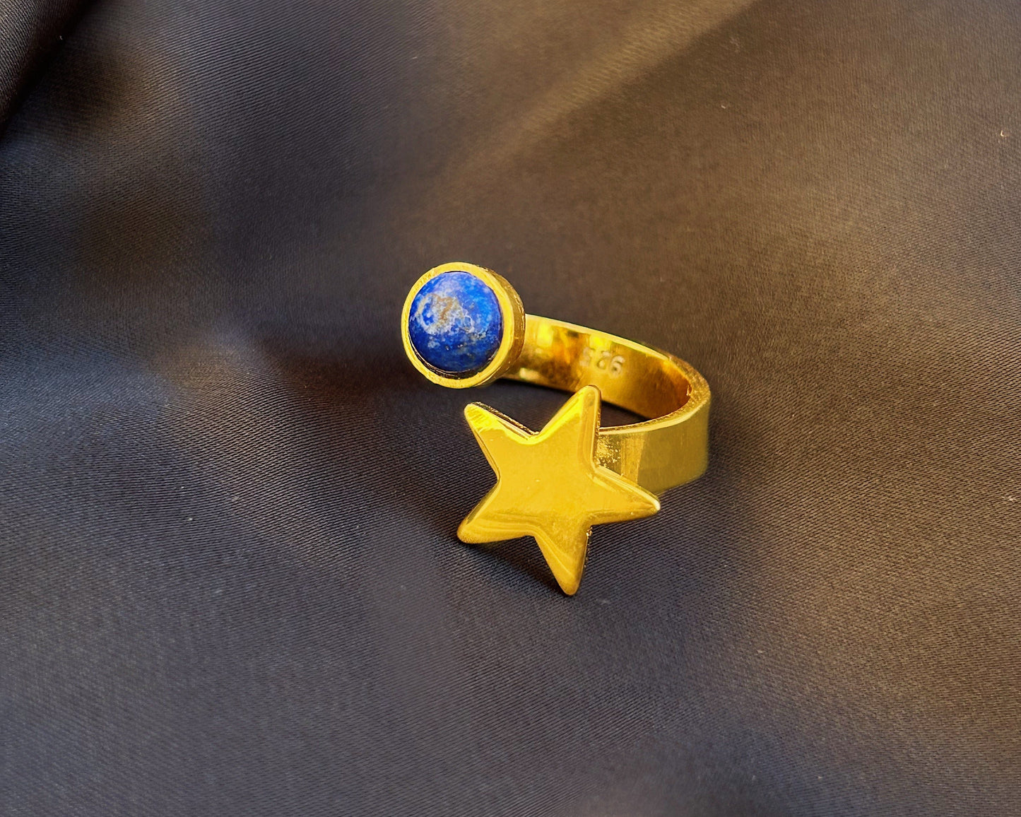 The Starry Glow Ring in Natural Lapis Lazuli