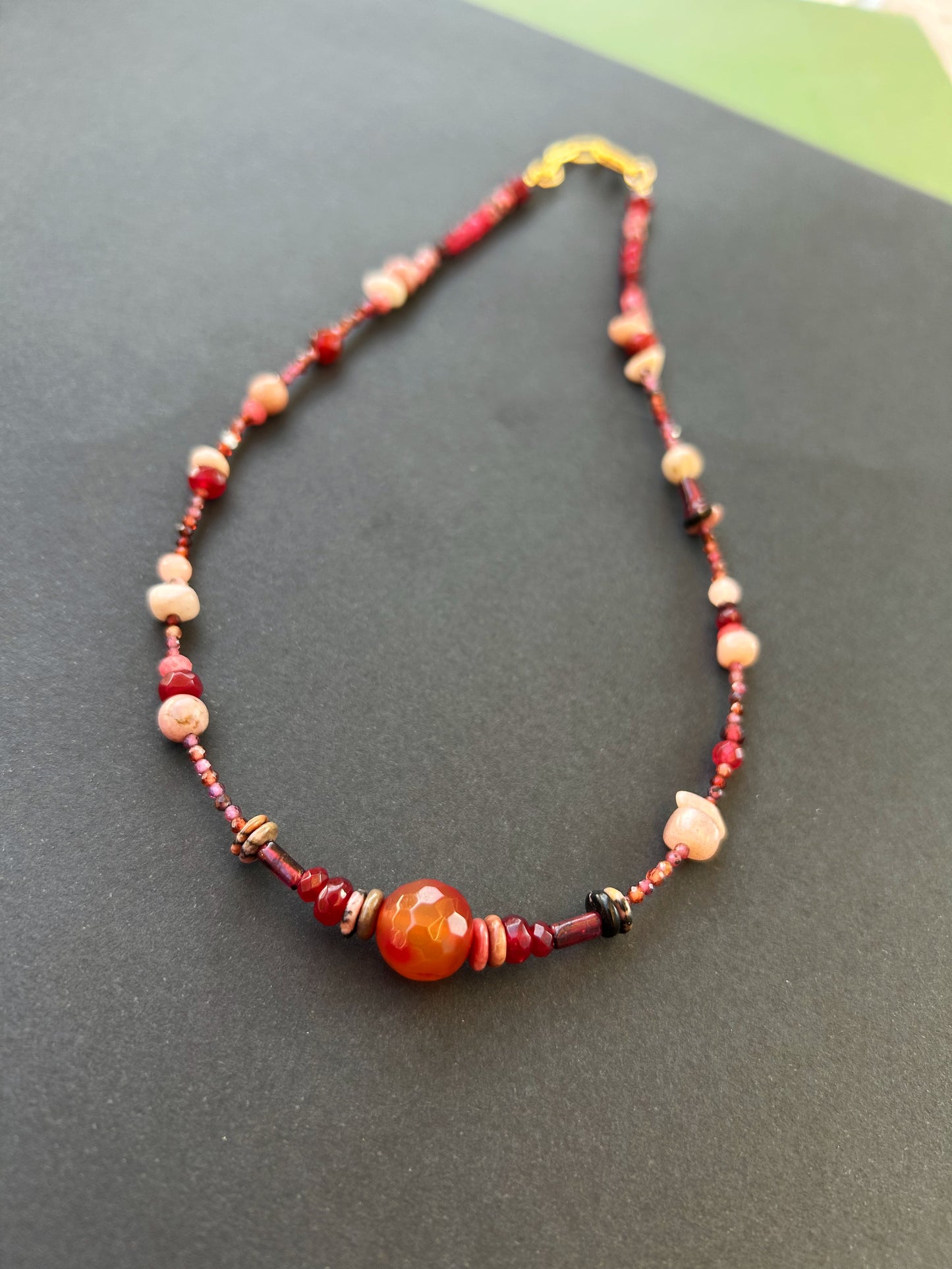 Fire Bloom Necklace - Agate, Sunstone, Rhodonite, Jade, Tourmaline & Garnet