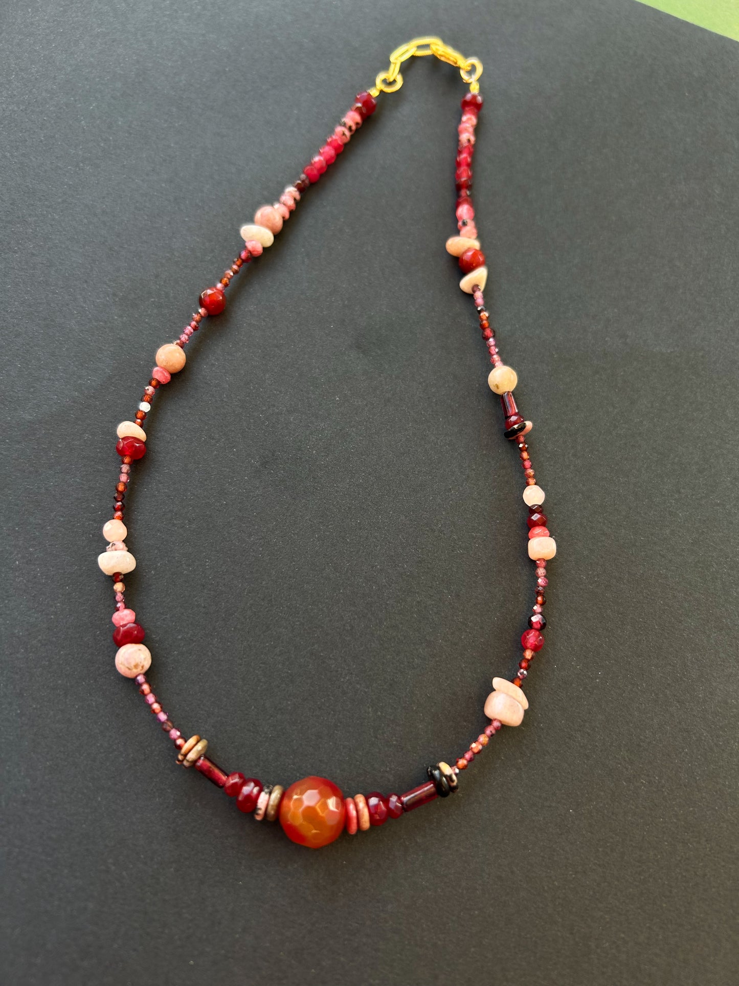 Fire Bloom Necklace - Agate, Sunstone, Rhodonite, Jade, Tourmaline & Garnet