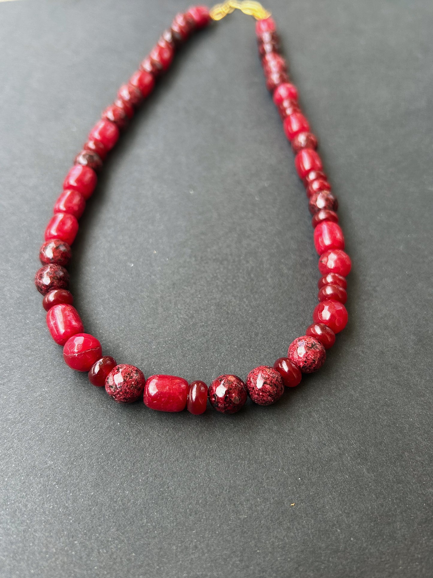 Crimson Ritual Chunky Necklace - Dark Red Jade & Agate