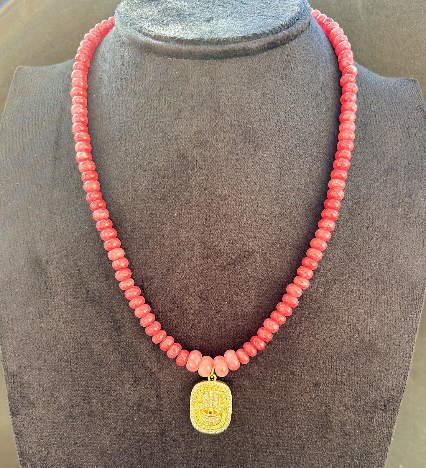 Pink Aura Guard In Pink Jade gemstone
