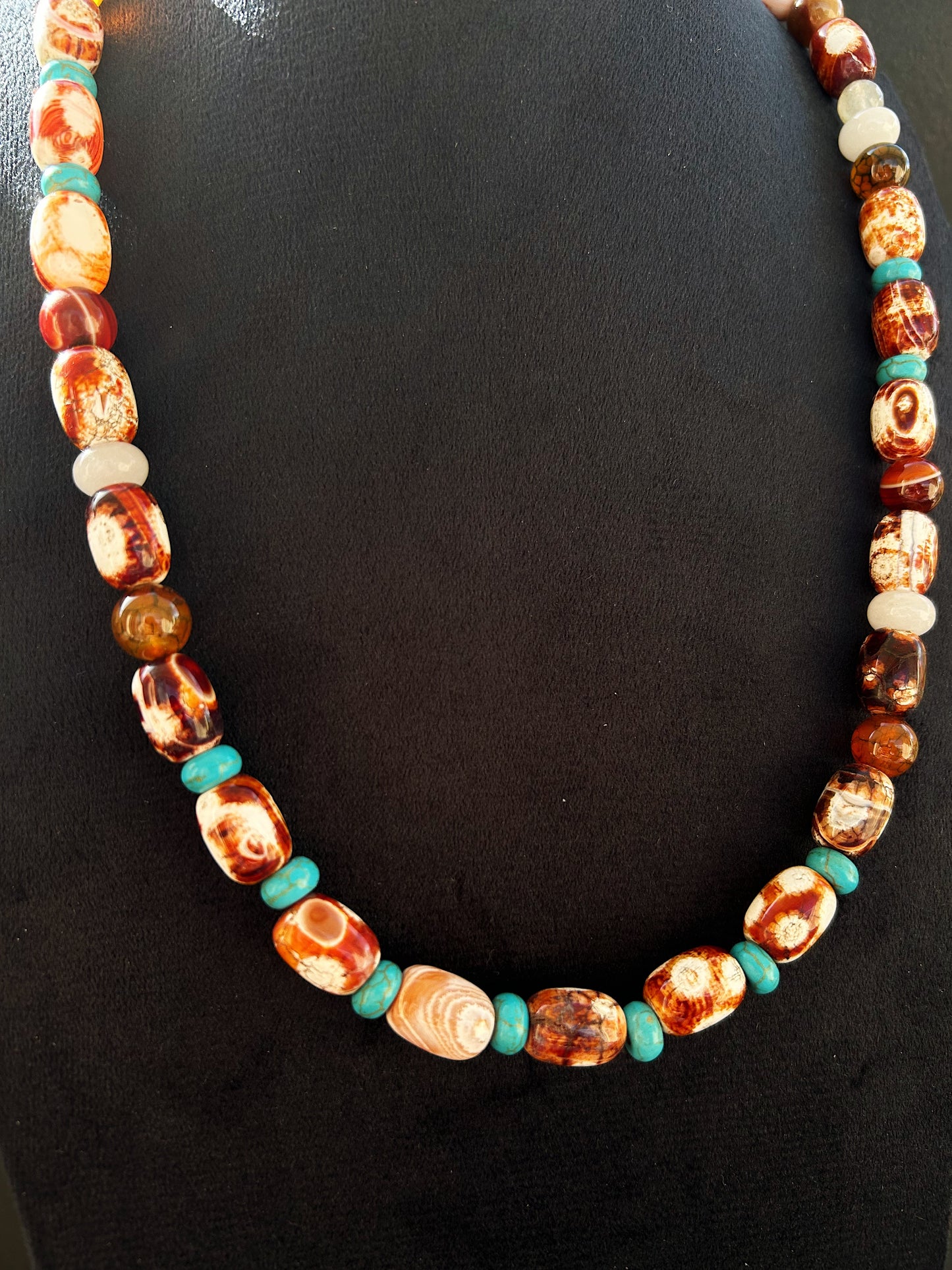 Desert Pulse Necklace in Fiery Agate, Jasper, Moss Agate & Jade gemstones