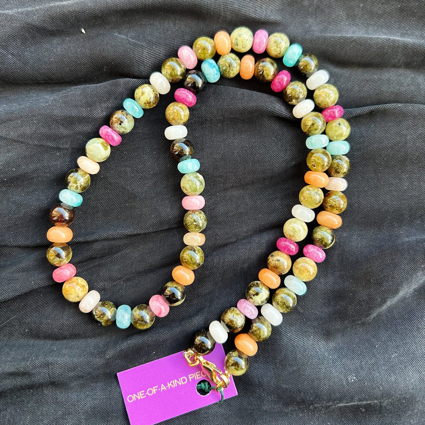 Aura Bloom Necklace In natural Peridot & Jade Gemstones