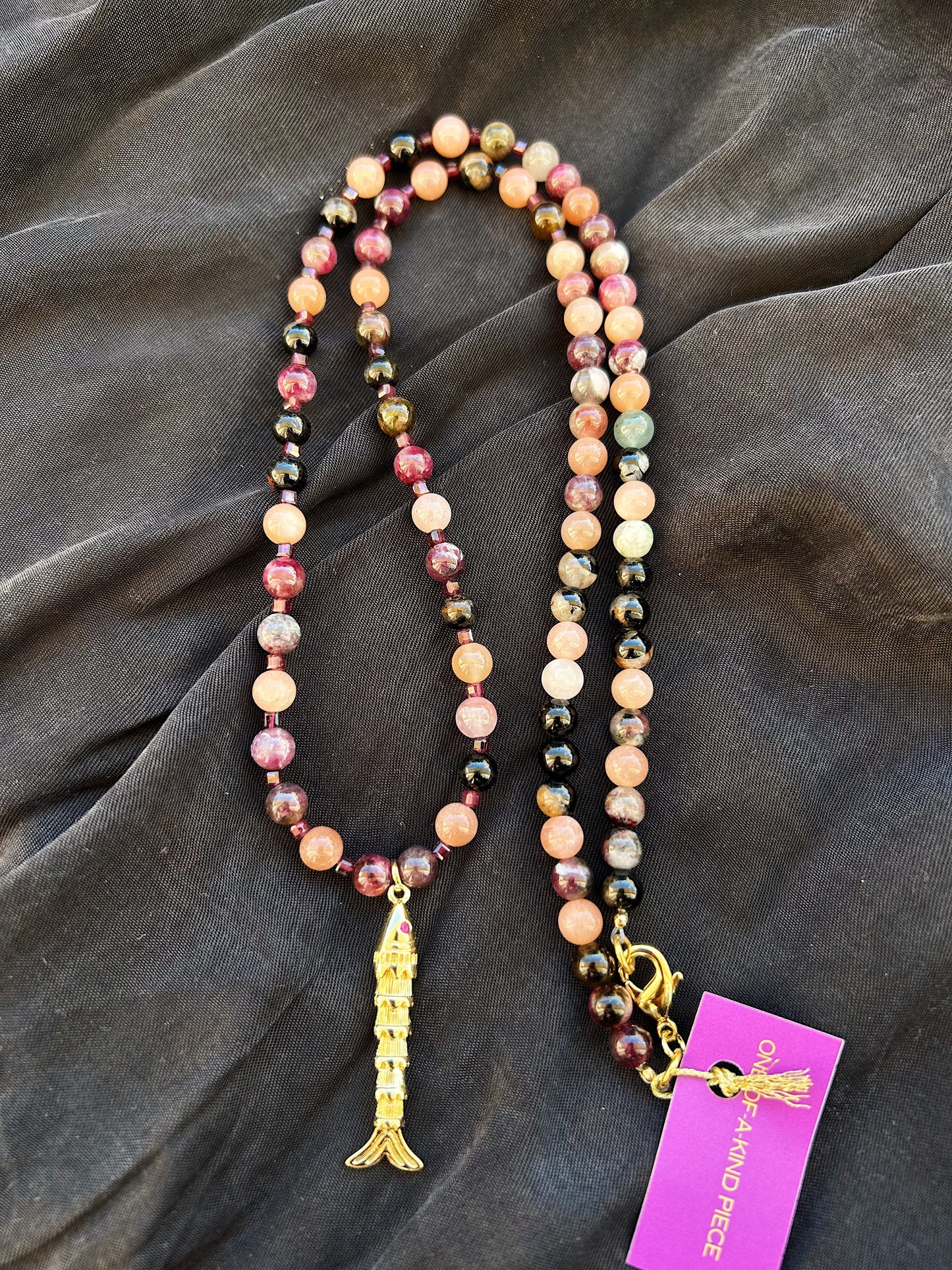 Wild Spine Glow In natural Tourmaline, Garnet & Sunstone